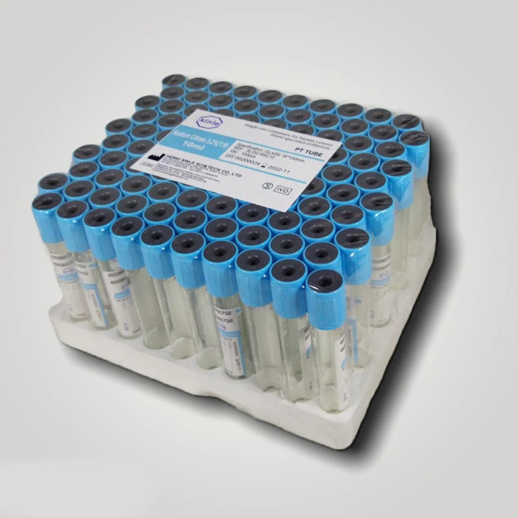 Plastic Vacuum Blood Collection Tubes 100 Pcs Sodium Citrate PRP Tubes with Blue Cap - PT Tubes in Pakistan
