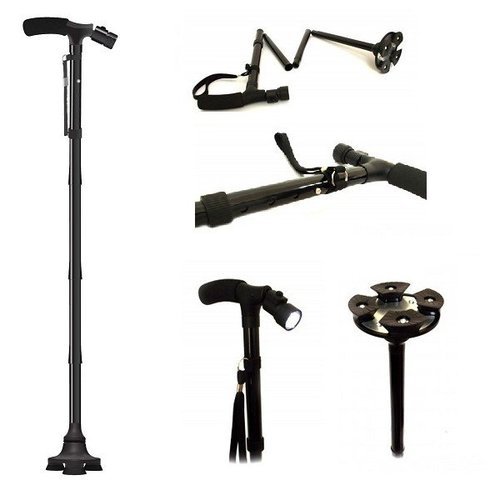 Trusty Cane – Foldable Triple Head Walking Stick with Built-in LED Light | Walking Cane Price in Pakistan